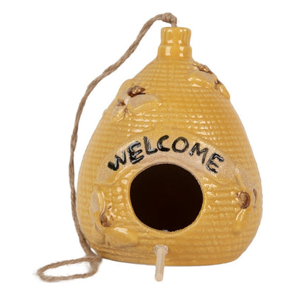 Decoratie Vogelhuis Ø 11x14 cm Geel Keramiek