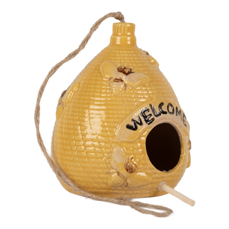 Decoratie Vogelhuis Ø 11x14 cm Geel Keramiek