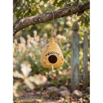 Decoratie Vogelhuis Ø 11x14 cm Geel Keramiek