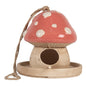 Decoratie Vogelhuis Paddenstoel Ø 13x13 cm Beige Roze Keramiek