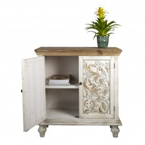 Dressoir 91x38x100 cm Wit Bruin Hout Wandkast