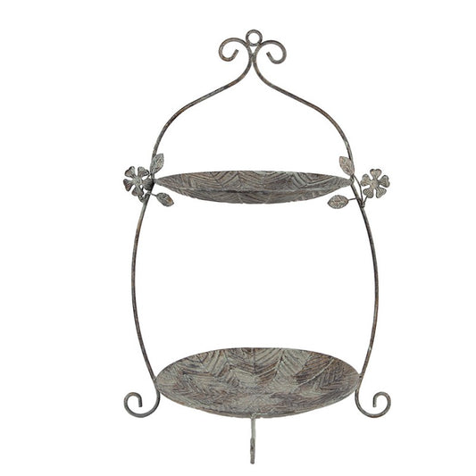 Etagère 2 laags 34x32x50 cm Groen Bruin Metaal