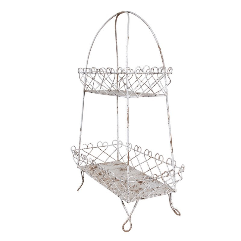 Etagère 2 laags 47x24x66 cm Wit Bruin Metaal