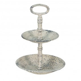 Etagère 2 laags Ø 19x27 cm Beige IJzer fruitschaal etagère