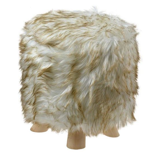 Hocker Ø 32x40 cm Wit Bruin Hout