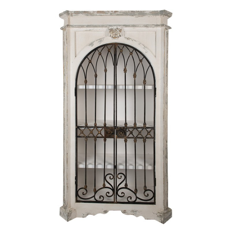 Kast 102x42x190 cm Beige Zwart Hout Opbergkast