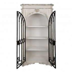 Kast 102x42x190 cm Beige Zwart Hout Opbergkast