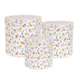 Opbergdoos Set van 3 Ø 19x19 / Ø 17x17 / Ø 15x15 cm Wit Karton Bloemen