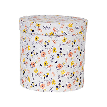 Opbergdoos Set van 3 Ø 19x19 / Ø 17x17 / Ø 15x15 cm Wit Karton Bloemen