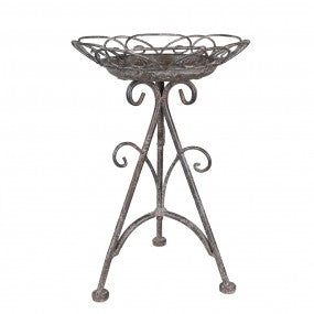 Plantentafel Ø 22x32 cm Bruin Grijs Metaal Plantenstandaard