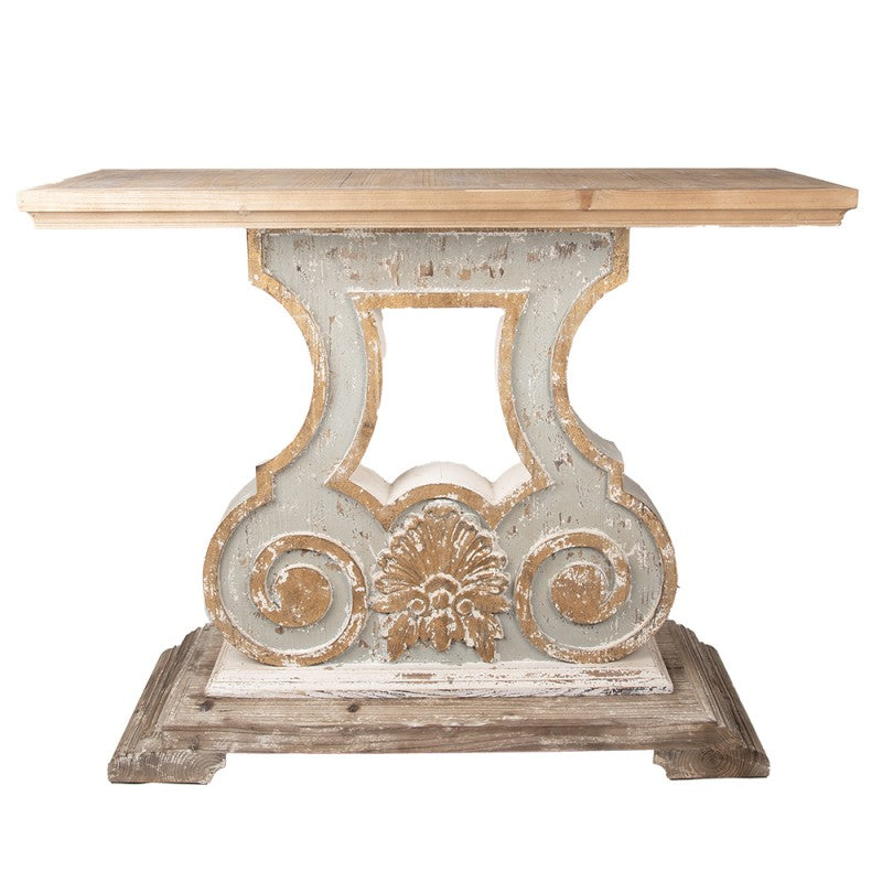 Sidetable 121x40x99 cm Beige Grijs Hout Wandtafel