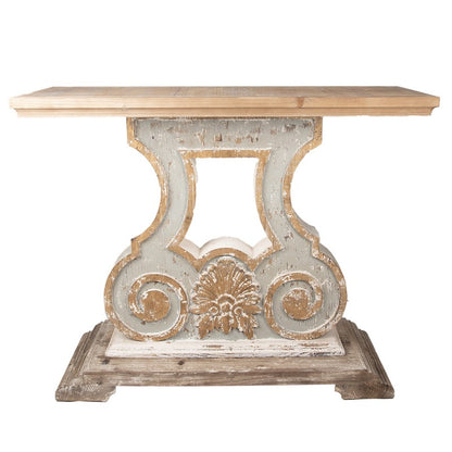 Sidetable 121x40x99 cm Beige Grijs Hout Wandtafel