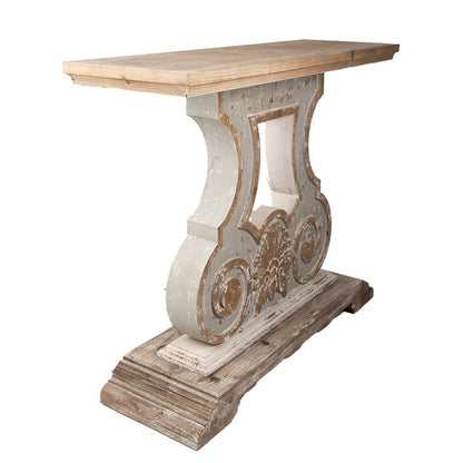 Sidetable 121x40x99 cm Beige Grijs Hout Wandtafel