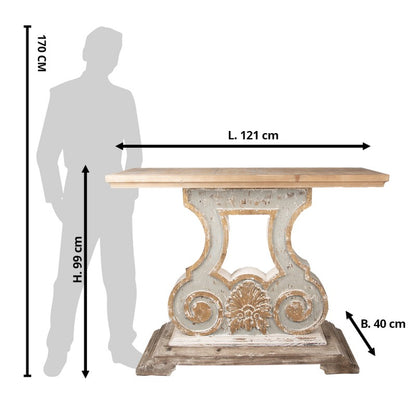 Sidetable 121x40x99 cm Beige Grijs Hout Wandtafel
