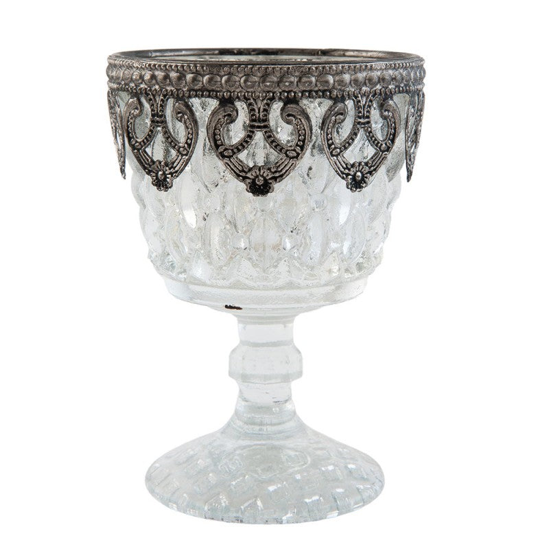 Theelichthouder Ø 8x11 cm Zilverkleurig Glas Waxinelichthouder