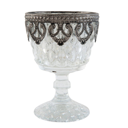 Theelichthouder Ø 8x11 cm Zilverkleurig Glas Waxinelichthouder