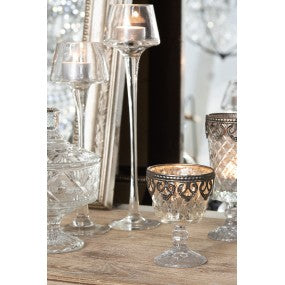Theelichthouder Ø 8x16 cm Zilverkleurig Glas Waxinelichthouder