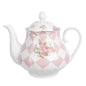 Theepot 1000 ml Roze Wit Porselein Rozen