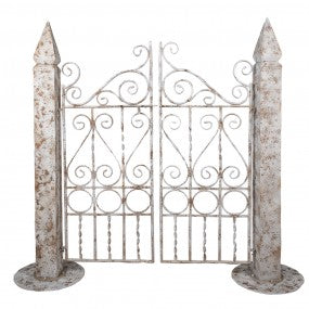 Tuinpoort 163x40x157 cm Wit Bruin Metaal