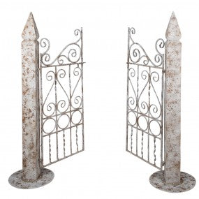 Tuinpoort 163x40x157 cm Wit Bruin Metaal