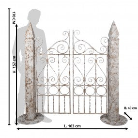 Tuinpoort 163x40x157 cm Wit Bruin Metaal