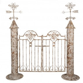 Tuinpoort 164x40x172 cm Wit Bruin Metaal Tuindecoratie