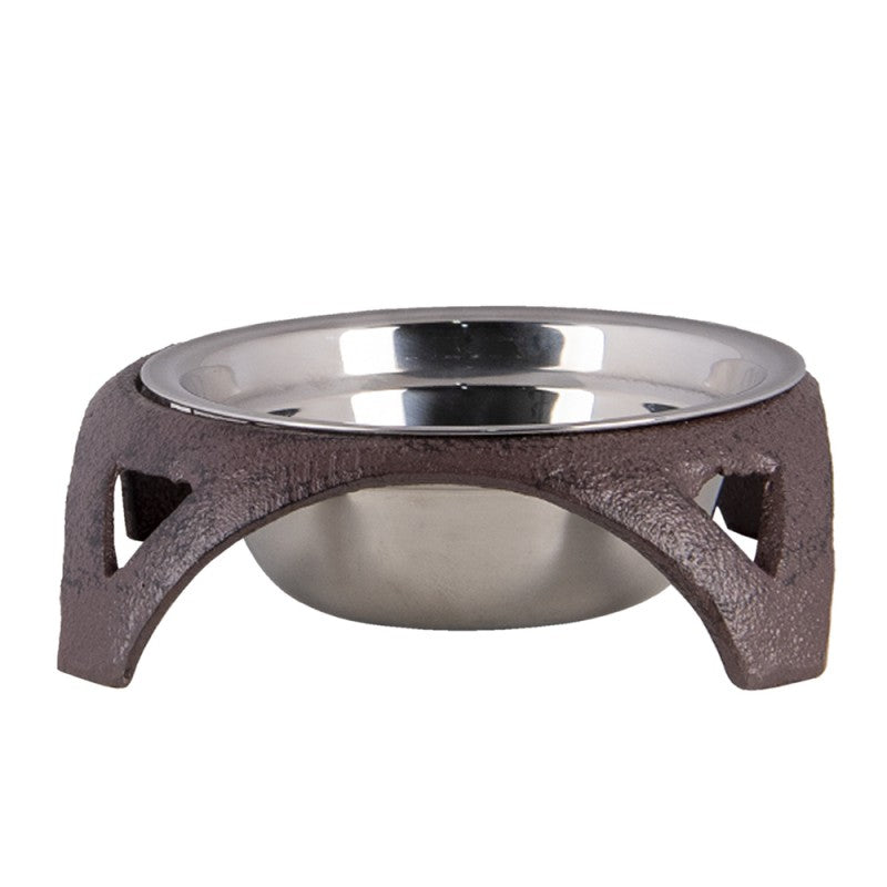 Voerbak hond 19x5 cm Bruin IJzer Voerbak Kat