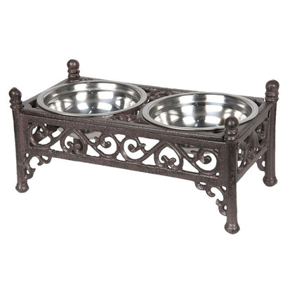 Voerbak hond 28x15x13 cm Bruin IJzer Voerbak Kat