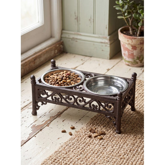 Voerbak hond 28x15x13 cm Bruin IJzer Voerbak Kat