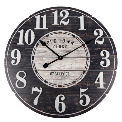 Wandklok Ø 59x5 cm Zwart Hout Muurklok