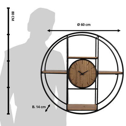 Wandklok Ø 60 cm Bruin Zwart Hout Muurklok