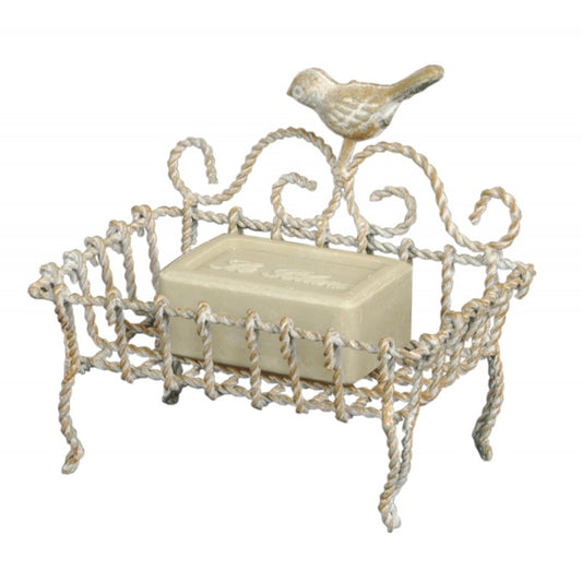 Zeepbakje Vogel 9x6x14 cm Beige IJzer Zeephouder